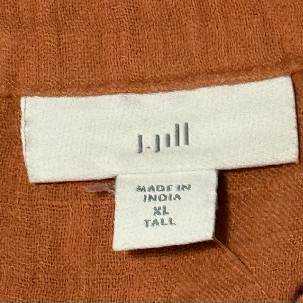 J. Jill Terracotta Cotton Gauze Blouse with Embroidered Sleeves - Picture 6 of 9